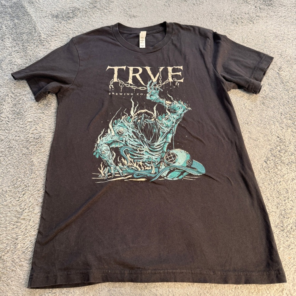Bella Canvas Mens TRVE Brewing Co Graphic T Shirt Medium Black Sea Monster Diver